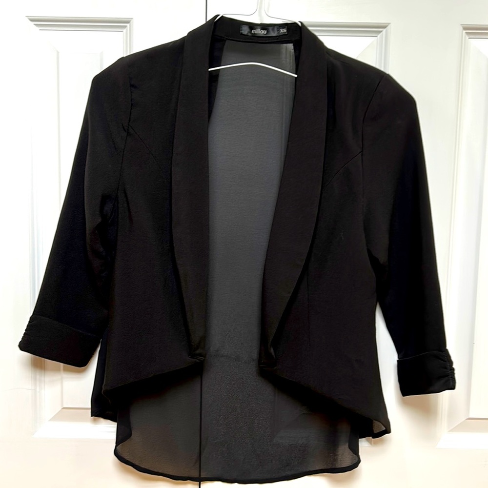 NWOT LF Millau Black High/Low Blazer w/Sheer Back